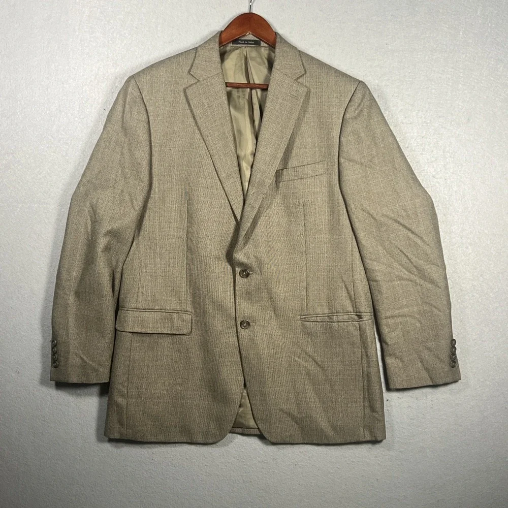 Chaps Ralph Lauren Blazer Tweed Mens 44L Brown Houndstooth Sport Coat